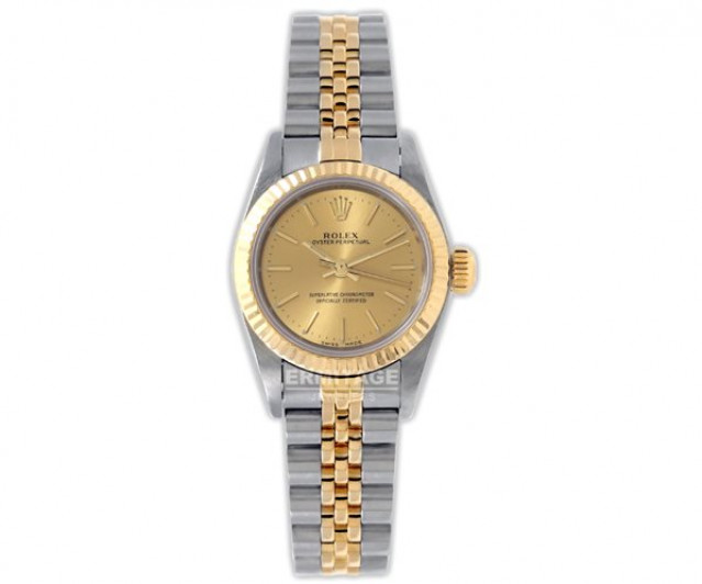 Rolex 67193 Yellow Gold & Steel on Jubilee, Fluted Bezel Champagne with Gold Index